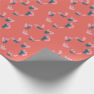 Red Panda Pattern Salmon Red Wrapping Paper Cadeaupapier