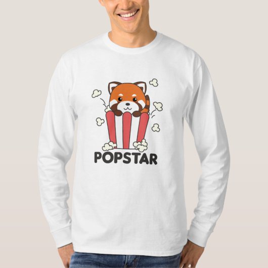 Red Panda Popcorn Popstar Funny Pun T-shirt (Voorkant)