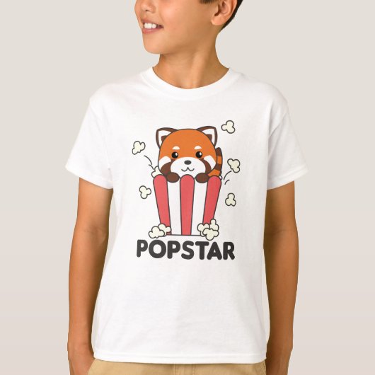 Red Panda Popcorn Popstar Funny Pun T-shirt (Voorkant)