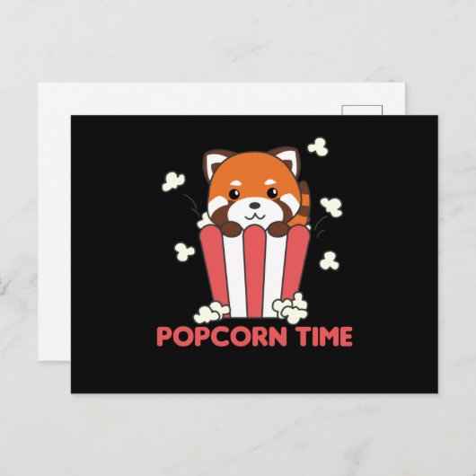 Red Panda Popcorn Time Funny Pun Briefkaart (Voorkant / Achterkant)