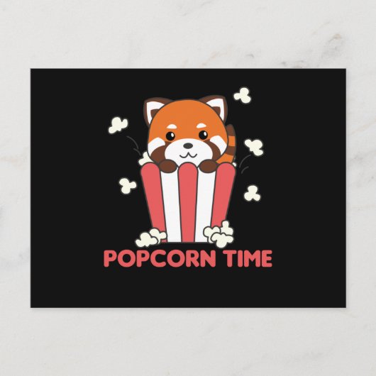 Red Panda Popcorn Time Funny Pun Briefkaart (Voorkant)
