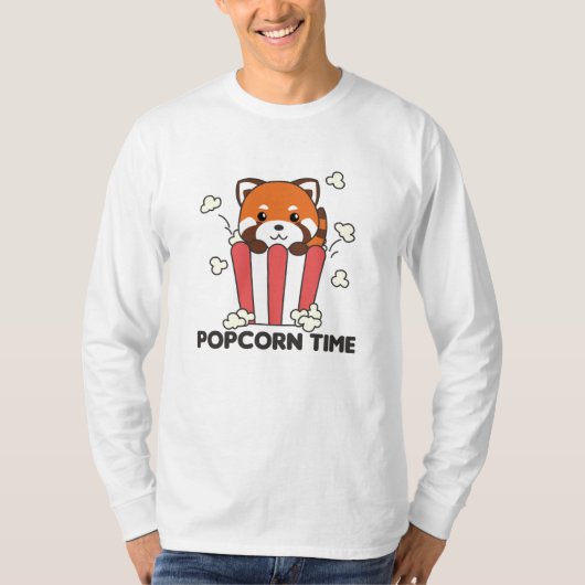 Red Panda Popcorn Time Funny Pun T-shirt (Voorkant)