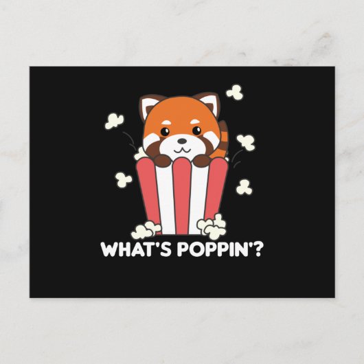 Red Panda Popcorn Whats Poppin Funny Briefkaart (Voorkant)
