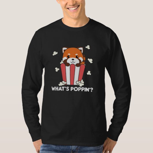 Red Panda Popcorn Whats Poppin Funny T-shirt (Voorkant)