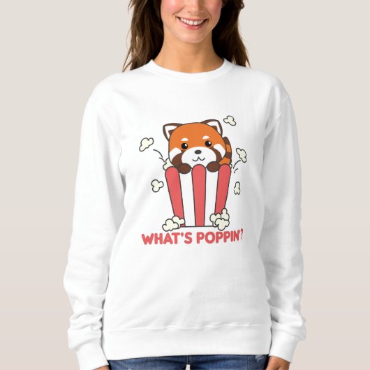 Red Panda Popcorn Whats Poppin Funny Trui (Voorkant)