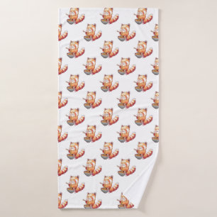 Red Panda Ramen Bath Towel Badhanddoek