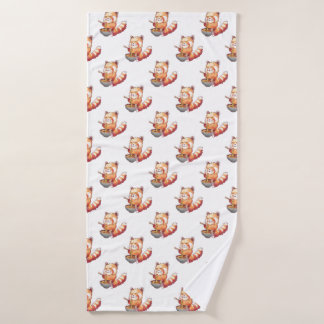 Red Panda Ramen Bath Towel Badhanddoek