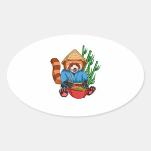 Red Panda Ramen Cook Mannen Vrouwen Kinder Ramen R Ovale Sticker