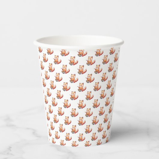 Red Panda Ramen Paper Cups Papieren Bekers (Voorkant)