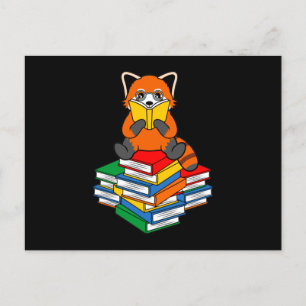 Red Panda Reading Books Cute Pet Animal Pandas Lov Aankondigingskaart