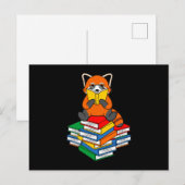 Red Panda Reading Books Cute Pet Animal Pandas Lov Aankondigingskaart (Voorkant / Achterkant)