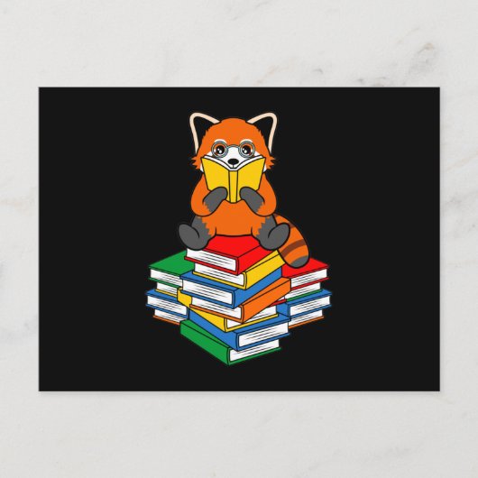 Red Panda Reading Books Cute Pet Animal Pandas Lov Aankondigingskaart (Voorkant)