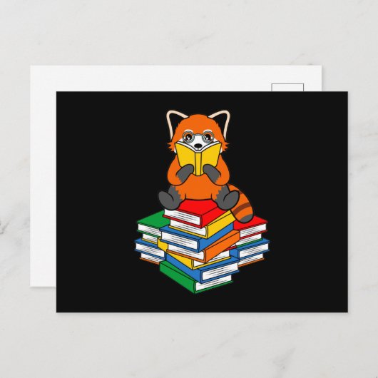 Red Panda Reading Books Cute Pet Animal Pandas Lov Briefkaart (Voorkant / Achterkant)