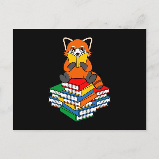 Red Panda Reading Books Cute Pet Animal Pandas Lov Briefkaart (Voorkant)
