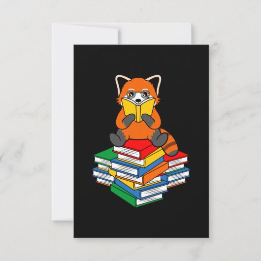 Red Panda Reading Books Cute Pet Animal Pandas Lov RSVP Kaartje (Voorkant)