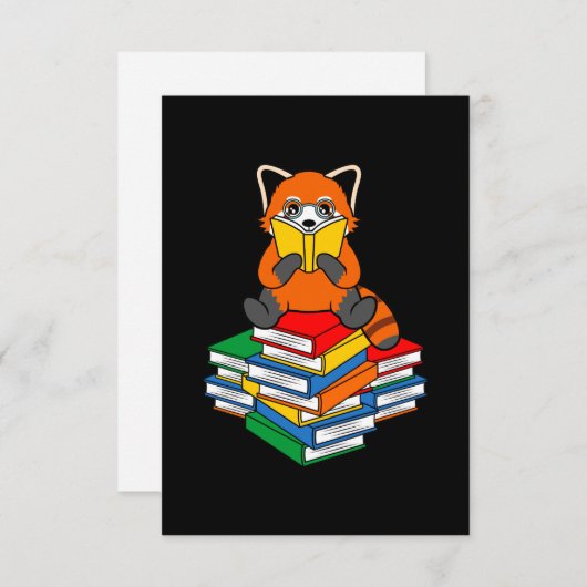 Red Panda Reading Books Cute Pet Animal Pandas Lov RSVP Kaartje (Voorkant / Achterkant)