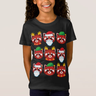 Red Panda Reindeer Elf Santa Claus Costume Merry C T-shirt