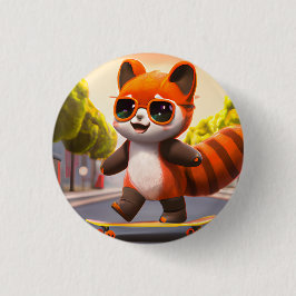 Red Panda Rides Ronde Button 3,2 Cm