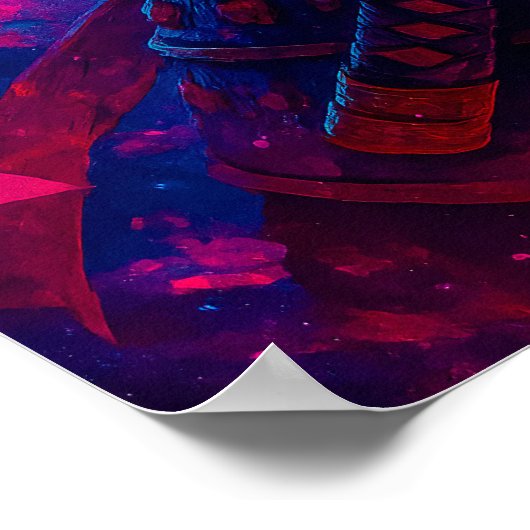 Red Panda Samurai met de gloeiende Katana Fantasy Poster (Hoek)