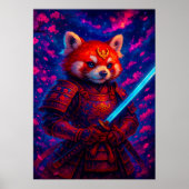 Red Panda Samurai met de gloeiende Katana Fantasy Poster (Voorkant)