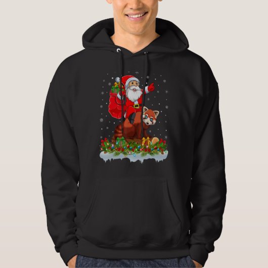 Red Panda  Santa Riding Red Panda Christmas Hoodie (Voorkant)
