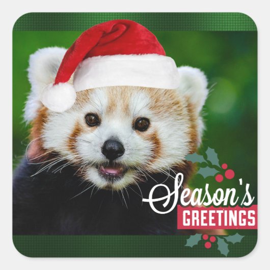 Red Panda Santa Vierkante Sticker (Voorkant)