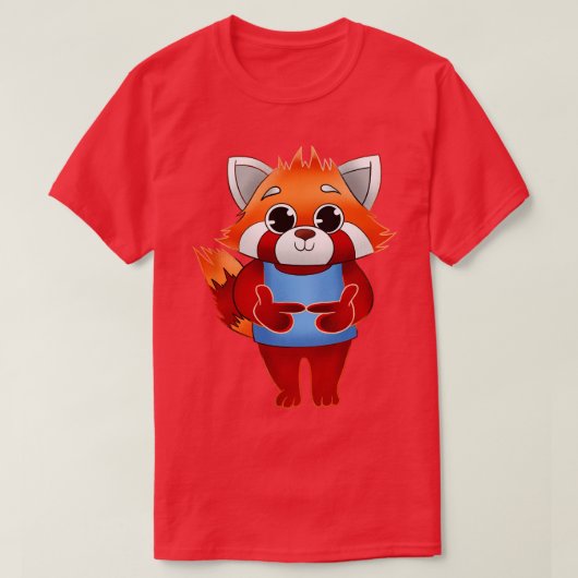 Red Panda Shy Fingers T-shirt (Design voorkant)