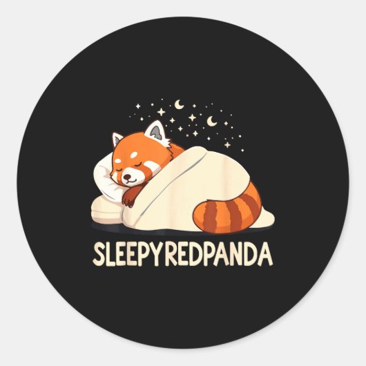 Red Panda Sleep Pajamas Ronde Sticker (Voorkant)