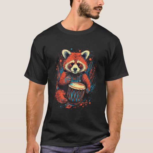 Red Panda Snare Drum Drumming Drummer Marching Ban T-shirt (Voorkant)