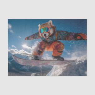 Red Panda Snowboarden in een kleurrijk sneeuwpak Tissuepapier