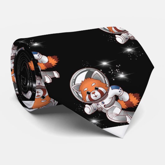 Red Panda Space Astronaut Stropdas (Opgerold)