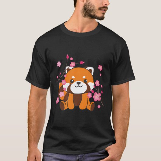 Red Panda Sweet Animals For Kawaii Cherry Blossoms T-shirt (Voorkant)