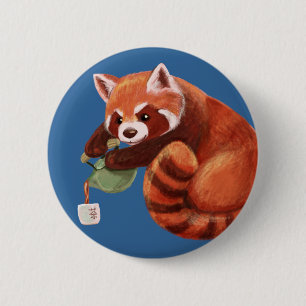 Red Panda Tea Time Ronde Button 5,7 Cm