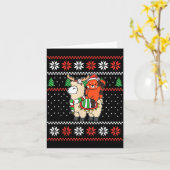 Red Panda Ugly Christmas Sweater Reindeer Llama Ri Kaart (Gele Bloem)