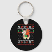 Red Panda Ugly Christmas Sweater Reindeer Llama Ri Sleutelhanger (Voorkant)
