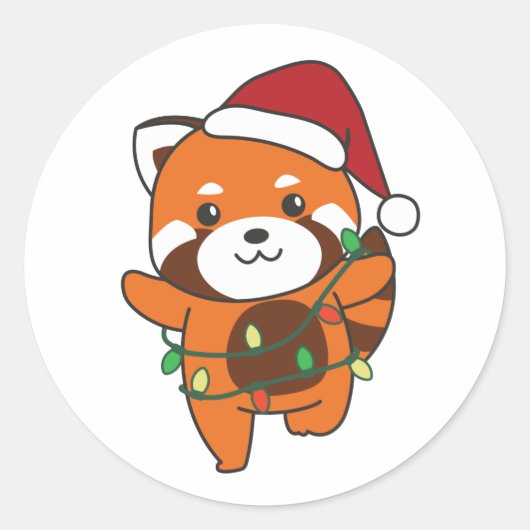 Red Panda Winter Animals Red Pandas Clas Ronde Sticker (Voorkant)