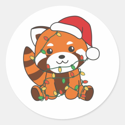 Red Panda Winter Animals Red Pandas Clas Ronde Sticker (Voorkant)