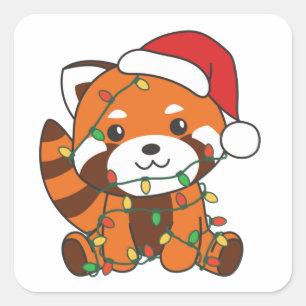 Red Panda Winter Animals Red Pandas Squa Vierkante Sticker