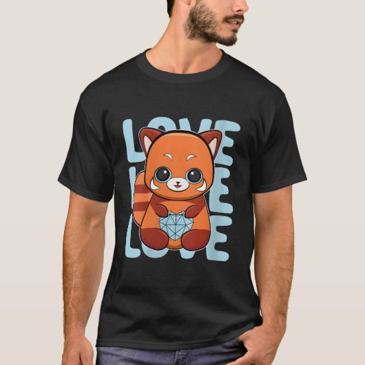 Red Panda With Holding Fathers Day T-shirt (Voorkant)