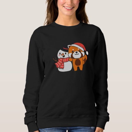 Red Panda With Snowman In Winter For Christmas   Trui (Voorkant)