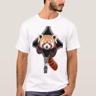 Red Panda with zipper T-shirt