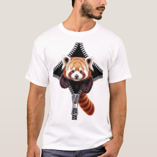 Red Panda with zipper T-shirt (Voorkant)