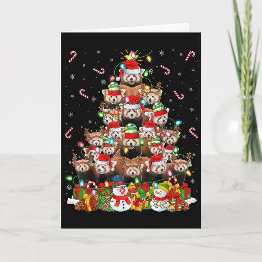 Red Panda Xmas Lighting Tree Santa Red Panda Chris Kaart (Voorkant)