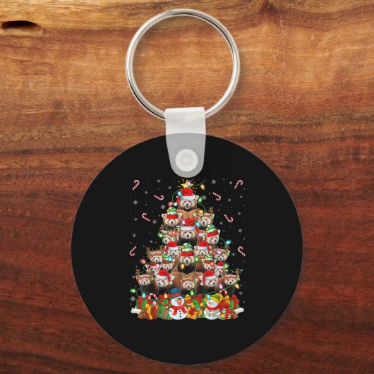 Red Panda Xmas Lighting Tree Santa Red Panda Chris Sleutelhanger (Voorkant)