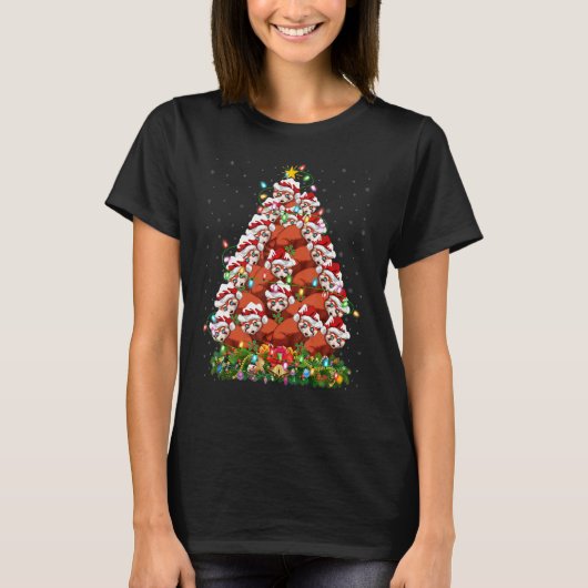 Red Panda   Xmas Lights Santa Red Panda Christmas  T-shirt (Voorkant)
