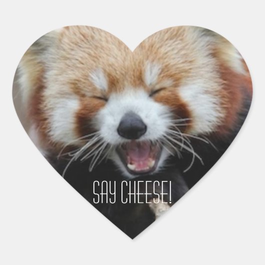 Red Panda - zeg kaas! Hart Sticker (Voorkant)