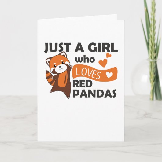 Red Pandas Girl Love Red Panda Kawaii Cute Animals Kaart (Voorkant)