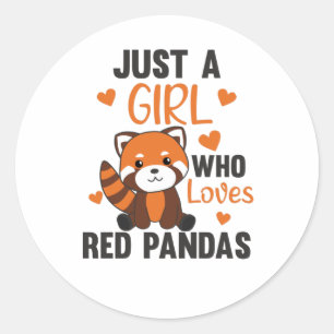 Red Pandas Girl Love Red Panda Kawaii Cute Animals Ronde Sticker