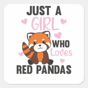 Red Pandas Girl Love Red Panda Kawaii Cute Animals Vierkante Sticker