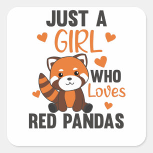 Red Pandas Girl Love Red Panda Kawaii Cute Animals Vierkante Sticker